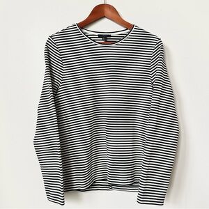COS | WOMEN’S ROUND NECK LONGSLEEVE BOXY BLACK/WHITE THIN STRIPES COTTON SHIRT